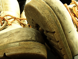 Image showing Pair of old, worn heavy boots.