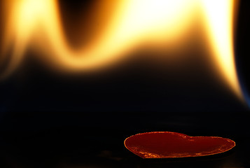 Image showing Flaming heart on a black background.