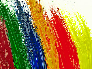 Image showing Traces colorful brush on a white sheet of paper.