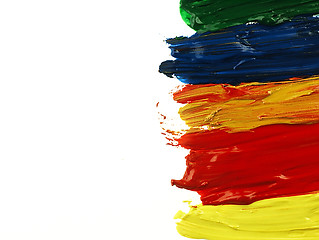 Image showing Traces colorful brush on a white sheet of paper.