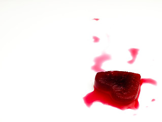 Image showing Red heart-shaped ice in the blood.