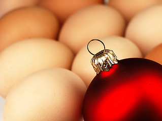 Image showing Christmas Tree bauble and Easter eggs.