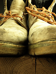 Image showing Pair of old, worn heavy boots.