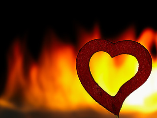 Image showing Flaming heart on a black background.