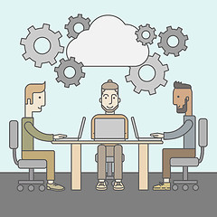 Image showing Image of business partners discussing documents and ideas at meeting