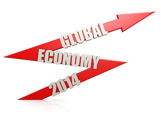 Image showing Global economy 2014 arrow