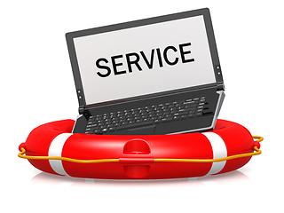 Image showing Lifebouy with laptop service