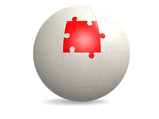 Image showing White round puzzle with red