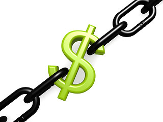 Image showing Green dollar and chain