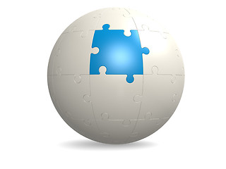 Image showing White round puzzle with blue