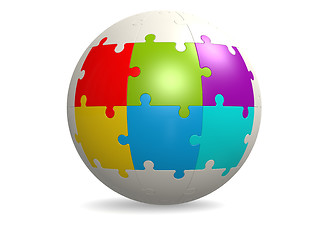 Image showing White round puzzle with six color