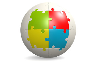 Image showing White round puzzle with four color