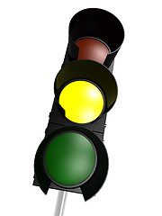 Image showing Traffic light with yellow on