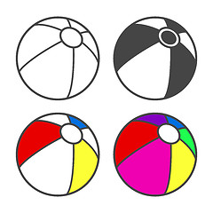 Image showing Toy beach ball  for coloring book isolated on white. 