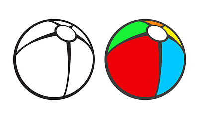 Image showing Toy beach ball  for coloring book isolated on white. 