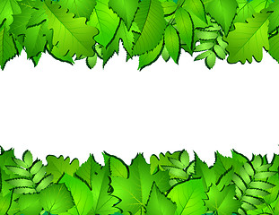 Image showing Horizontal seamless background with green leaves.