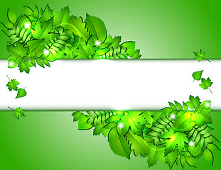 Image showing Nature background with green fresh leaves . 