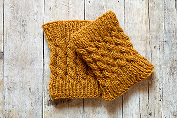 Image showing knitted wood legwarmers 