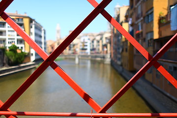 Image showing red bridge Steel structure 