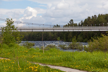 Image showing Suspension bridge over the river 