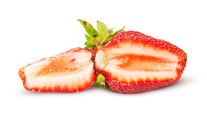 Image showing Cut in ripe juicy strawberries