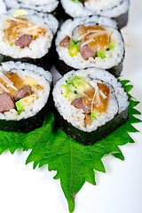 Image showing fresh sushi choice combination assortment selection 