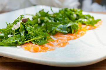 Image showing fresh salmon carpaccio