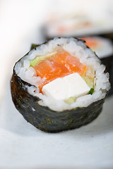 Image showing fresh sushi choice combination assortment selection 