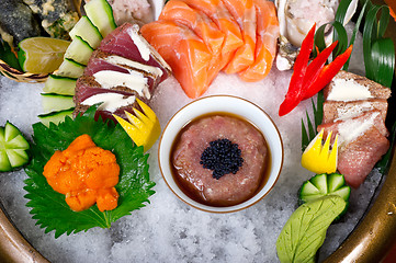 Image showing fresh sushi choice combination assortment selection 