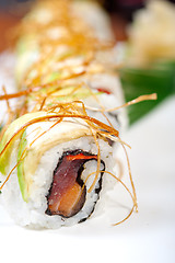 Image showing fresh sushi choice combination assortment selection 