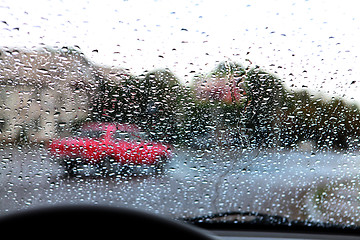 Image showing droplets on car windshield