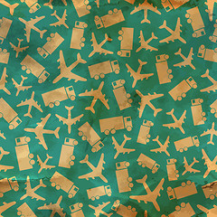 Image showing Airplane and truck. Seamless pattern.