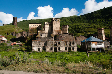 Image showing Towers in mountain village