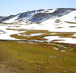 Image showing hill in   africa morocco the atlas valley dry mountain ground is