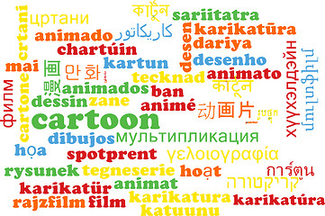 Image showing Cartoon multilanguage wordcloud background concept