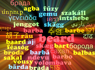 Image showing Beard multilanguage wordcloud background concept glowing