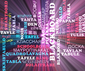 Image showing Blackboard multilanguage wordcloud background concept glowing