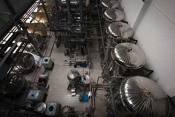 Image showing Industrial interior of an alcohol factory