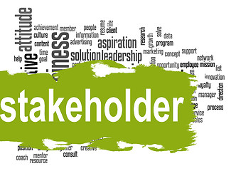 Image showing Stakeholder word cloud with green banner