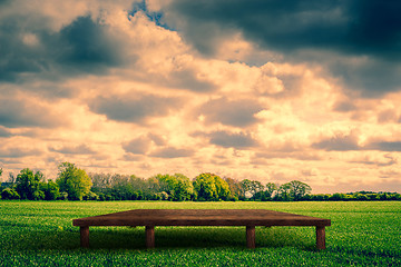 Image showing Wooden stage on a field