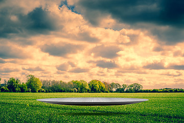 Image showing Futuristic stage in cloudy weather