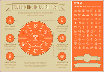 Image showing Three D Printing Line Design Infographic Template