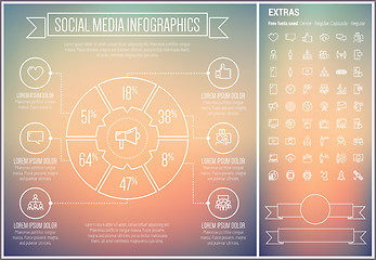 Image showing Social Media Line Design Infographic Template