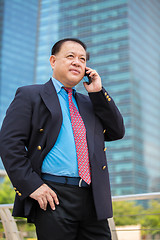 Image showing Senior businessman in suit using smart phone