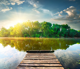 Image showing Fishing pier at sunrise