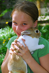 Image showing Girl and bunny