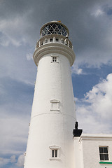 Image showing White lighthouse on Flamborough Head in England.