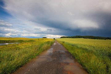 Image showing Empty road and landscape after heavy storm