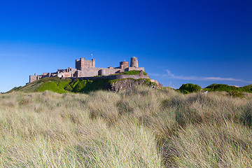 Image showing View from the beach to the Bamburgh castle 