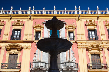 Image showing The baroque facade of Bishops palace in Malaga
